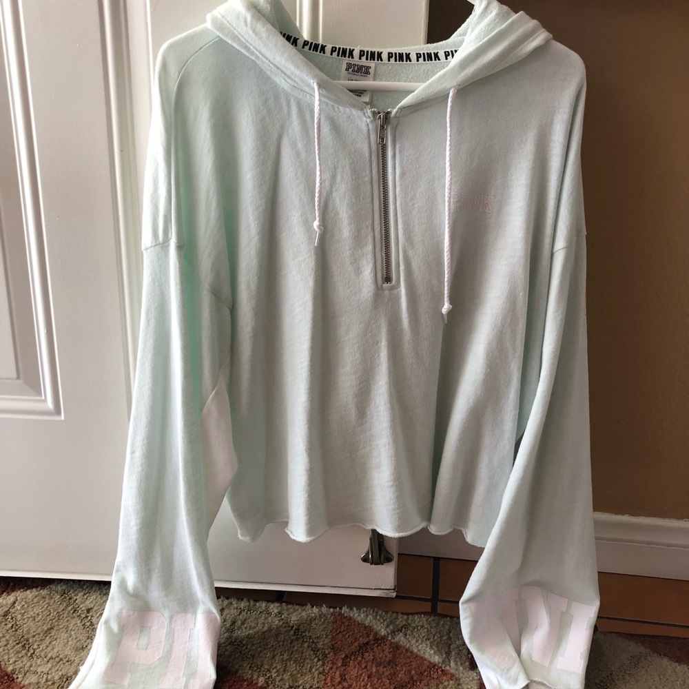 PINK Victoria’s Secret Baby Blue Cropped Hoodie
